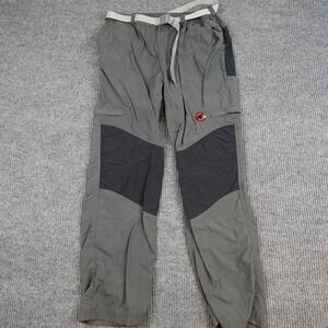 Mammut Pants Mens XL Gray Nylon Hiking Climbing Elastic Waist Belt Cargo Pockets